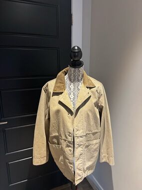 Lightweight Tan Utility Jacket with Corduroy Collar